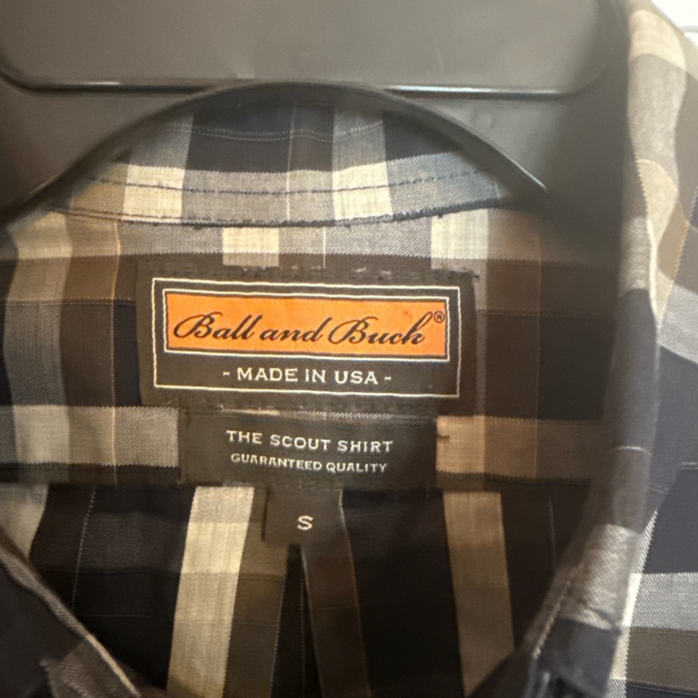 Men's Navy and Gray Ball & Buck Scout Plaid Shirt